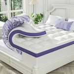 ChiXpace Dual Layer 4 Inch Memory Foam Mattress Topper California King - 2 Inch Gel Memory Foam and 2 Inch Pillow Top Mattress Pad,7-Zone Egg Crate Mattress Topper