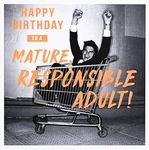 Paperlink Funny Birthday Card for Men - General Humour Male Card - Mature, Responsible Adult - Man In Shopping Trolley - Eco-Friendly & Recyclable - Made in England