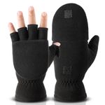 Winter Gloves for Men and Women Thermal Convertible Mittens Insulated Warm Cotton for Running Cycling Riding Walking Dogs (Medium, Black)