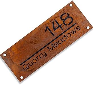 Rust Steel Modern House Number for Outside, Address Number Plate, Address Plaque，Housewarming Gift (40X20CM)