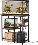 20-29-37 Gallon Fish Tank Stand with Power Outlet, Metal Aquarium Stand with Height-Adjustable Stoarge Shelves, 6-Leg Reptile Tank Stand, 400lbs Capacity