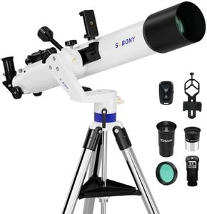 SVBONY SV520 Telescope for Adults High Powered, 90mm Aperture 800mm Focal Length, Refractor with AZ Mount, Telescope Kit for Beginners with PL10, K25 Eyepiece, Barlow Lens, Phone Mount