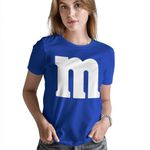 Letter M Halloween Costumes T-Shirt | Funny Cool Graphic tee idea | for Women, Royal Blue, S