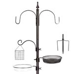 Ointo Garden Bird Feeding Station Kit,77 Inch Bird Feeder Pole for Outdoors with Metal Suet Feeder ，Bird Bath and Mesh Tray for Bird Watching, Attracting Wild Birds,3 Prongs Base