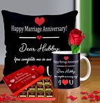 Midiron Romantic Gift for Hubby on Anniversary Special for Hubby Special Combo for Hubby Pillow (Chocolate, Cushion, Mug, Cushion Size 16 * 16) IZ21-56