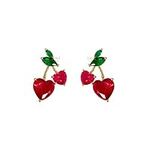 Cherry Fruit Stud Earrings Ruby Red