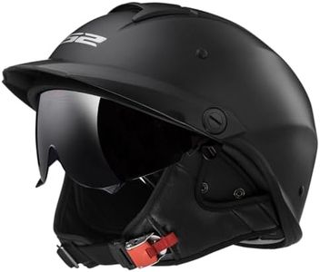 LS2 Helmets Rebellion Motorcycle Half Helmet (Matte Black - Large)