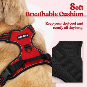 rabbitgoo Large Dog Harness – Adjustable No-Pull, Red