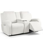 TAOCOCO Reclining Loveseat with Middle Console Slipcover, 4 Piece Polyester Fabric Stretch Loveseat Reclining Sofa Covers (Milk White, 2 Seat Recliner Cover with Console)