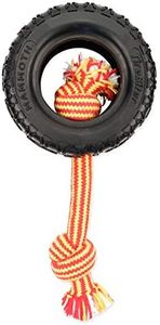 Mammoth TireBiterII with Cotton-Poly Rope – Natural Rubber Dog Toys for Extreme Chewers – Dog Toys for Extra Long Interactive Play – Aggressive Chewer Toys for Medium - Large Dogs - Large 6”