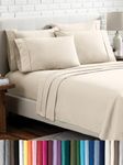 Full XL Sheet Set - 6 Piece Set - Hotel Luxury Bed Sheets - Ultra Soft - Deep Pockets - Easy Fit - Cooling & Breathable Sheets - No Wrinkles - Cozy - Sand - Full Extra Long Sheets - 6 PC