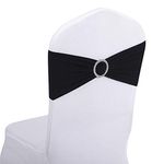 Peomeise 100pcs Black Spandex Chair Sashes with Buckle Slider for Wedding, Party Decoration