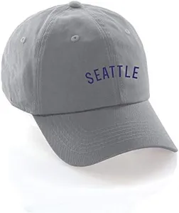 Daxton USA Cities Baseball Dad Hat Cap Cotton Unstructure Low Profile Strapback - Seattle Grey Navy