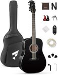 Fesley 12 String Guitar: 42" Full Size Acoustic Electric Guitars for Beginners Adults, Spruce Top Guitarra Acustica, Guitar Bundle with Gig Bag, Picks, Strings, Strap, Gloss, Black