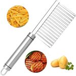 Crinkle Chopper Crinkle Cutter Upgraded - Serrated Potato Chips Cutter, Crinkle Cutting Tool French Fries Slicer, Corrugated Stainless Steel Blade Vegetable Salad Wavy Chopping