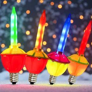 Pallerina 4 Pack Replacement Bubble Lights Bulbs Vintage Multicolor Christmas Bubble Lights for Christmas Tree Decorations, C7/E12 Candelabra Base, 0.6W Retro Holiday Decor
