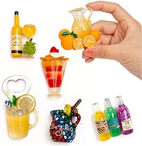 DANVON Cute Fruit Juice Fridge Magnets 3D Resin Magnet Refrigerator Stickers Champagne Bottle Opener Juice Cup Wine Glass for Refrigerators, Whiteboards, Maps and Other Magnetic Items 6-Pack