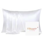 Ethlomoer Natural Pure Silk Pillowcase for Hair and Skin, Both Side 19mm, Hypoallergenic, 600 Thread Count, Smooth Silk Pillow case with Hidden Zipper, Gifts for Women Men, 50x75 cm (White)