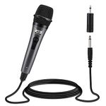 Moukey Dynamic Cardioid Home Karaoke Microphone, 13ft XLR Cable Metal Handheld Wired Mic for Singing/Karaoke, Microphone for Speaker/Karaoke Machine/PA System/Amp/Mixer, Gray