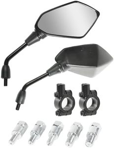 RACOONA Motorcycle Mirrors,Motorcycle Mirrors for Handlebar,TV Mirrors Motorcycle Rear View Mirror,Car Accessories Handlebar Rear View Side Mirror with M8 M10 Bolt,Fits Bike,Scooter,ATV,UTV,Dirt Bike