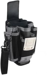 MP1X Leather Backed Small Tool Pouch, Heavy Duty Tool Organizer with 9 Pockets, Belt Clip & D-Rings, Lightweight Compact Tool Bag for Electrician, Construction, Worksite
