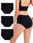 INNERSY Women Menstrual Pants C-Section Underwear Leakproof Period Knickers Black 3 Pack (UK14, Black-Dark Lining)