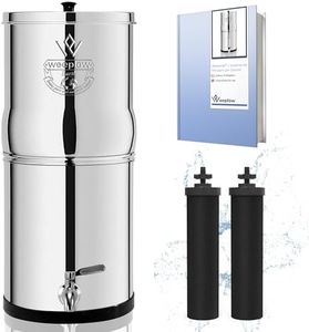 Weeplow® Earth ECO - Système de Filtration d'Eau par Gravité 8.5L Litres AISI 304 avec 2 Eléments de Purification O'Pure 2 Et Robinet 100% Inox (Inox, 8.5L ECO)