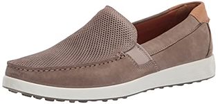 ECCO Mens Lite Moc Summer Driving Style Loafer, Warm Grey/Cognac Summer Perforated, 9-9.5 US