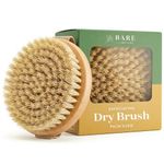 Bare Botanics Dry Body Brush for Lymphatic Drainage - Improve Circulation w Gentle Exfoliation for Soft Skin - Ergonomically Designed w Elastic Strap - Soft but Firm Natural Boar Bristles