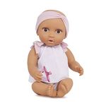 Babi by Battat - 36cm Newborn Baby Doll – Brown Eyes & Medium Skin Tone – Soft Body & Removeable 2pc Outfit – Pink Headband & Pacifier Accessories – 2 Years Doll