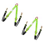 Mimanchi Axle V-Bridle Strap 2" x 4',2 Pack, Heavy Duty Recovery Tow Strap with w/Snap Hooks,Cordura Sleeve,D Ring Middle,for Car Hauler,Rollback,and Flat Bed,Tow Truck