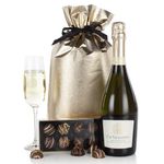 Virginia Hayward Prosecco and Chocolates - Hampers & Gourmet Gifts with 8 Decedent Dome Chocolate Truffles and 75cl Italian Brut Ca'Vescovo, Perfect Prosecco Gifts for Women and Men