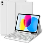 aoub for iPad 10th Generation Case with Keyboard 10.9 inch 2022, Detachable Bluetooth Keyboard, Smart Stand Folio Keyboard Cover with Pencil Holder for iPad 10th Gen, Gray