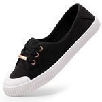 Harvest Land Women's Sneaker Low Top Canvas Fashion Slip on Shoes Black Size 8