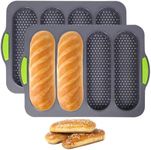 Elesinsoz 2 Pcs Silicone Loaf Pan, 4 Holes Baguette Pan Bread Baking Pan Easy to Release, French Bread Baking Pan for Baguettes and Loaves French, Baking Romantic Dinner Tool