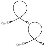 2 Pack Chew Proof Dog Leash Extension Metal Cable Lead, Heavy Duty Leash Non-Tangle Connect Leash for Any Leash & Collar & Harness, Black Dog Leash Extender