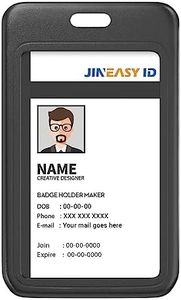 Jineasy ID 2/10 Pack Hard Plastic Vertical Slide Open ID Badge Holder 2 Pack Black