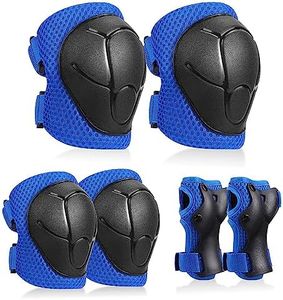 Kids/Youth Knee Pads Elbow Pads Toddler Protective Gear Set with Wrist Guards 6 in 1 for Roller Skates Cycling BMX Bike Skateboard Inline Skatings Scooter Riding Sports, Volleyball, Football，Blue-M