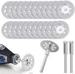 inherited Diamond Cutting Disc Set, 20pcs 22mm Mini Cut Off Wheel with 4 Mandrel for Rotary Tools Gemstones Glass Cutting Disks, Resin Metal Cutting Wheels for Wood Stone Metal Cutting