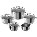 Zwilling 5-piece Pot-Set, with 4 Lids, Suitable for Induction, Stainless Steel, Quadro,60 x 50 x 30 cm, Silver