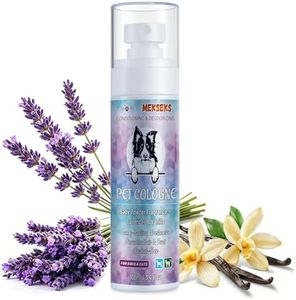 Mekseks Dog Cologne Spray Long Lasting Baby Powder Scent Perfume Conditioner for Dogs Cats Grooming Smooth Hair Keep Fresh Smell Control Odors Reduce Static Detangles, Natural Non-Sticky 3.4 fl oz
