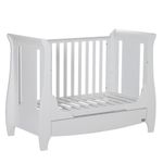 Tutti Bambini Katie Space Saver Sleigh Cot Bed With Under Bed Drawer - 120 X 60cm Converts To Junior/Toddler Bed (White) 3 Positions