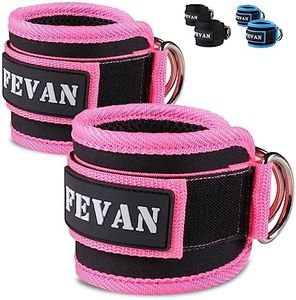 FEVAN 2 Tobilleras Poleas Gym - Tobillera para Polea Acolchada de Velcro - Accesorios Gym Unisex (Azul) (Rosa)