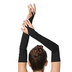 SUPRNOWA Adult Unisex Elbow Length Elastane Spandex Fingerless Long Gloves Costume Glove One Size Fits All (Black)