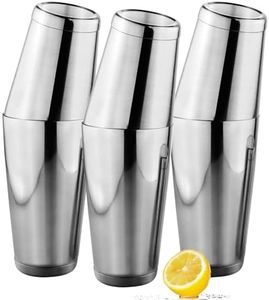 Stainless Steel Cocktail Shaker - 2 Piece 18oz & 28oz Boston Cocktail Shaker Bar Shaker Set Martini Shaker Set Bartender Shakers for Bartending - Silver 6 Pack
