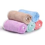 Lanjue 5 Pack Flannel Face Cloth, 11.81 x 11.81 inch Soft Baby Towel Reusable Absorbent Coral Fleece Washcloths for Babies and Adults