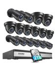 ZOSI 1080p 16 Channel Security Camera System, H.265+ 16 Channel DVR with Hard Drive 2TB and 16 x 2MP Weatherproof Surveillance CCTV Bullet Dome Camera Outdoor Indoor, 80ft Night Vision, 90° View Angle
