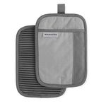 KitchenAid Beacon Two-Tone Non-Slip Pot Holder Set, Cool Grey/Frost Grey, 7"x10", 2 Piece