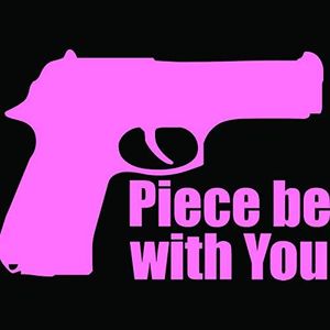 KCD Piece Be with You Gun Vinyl Decal Sticker|Cars Trucks Vans Walls Laptops Cups|Pink|5.5 in|KCD898P