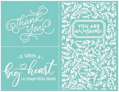 Briartw Teacher Appreciation Silkscreen Stencil 8.5x11 Reusable Self-Adhesive Mesh Stencils Silk Screen Stencil Printing for Polymer Clay Home Decoration Printing on Wood Fabric Wall Cup Plate Glass